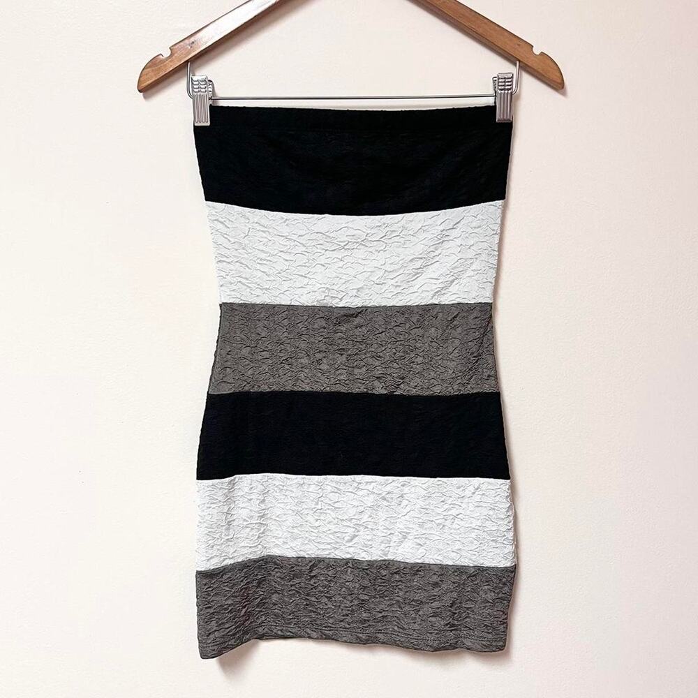 Black grey and white striped